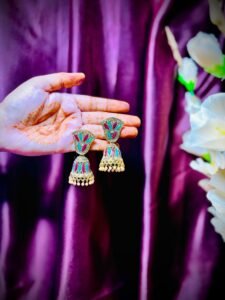 Royal Enamel Meenakari Jhumka Earrings