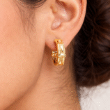 Elegant Gold-Tone Geometric Hoop Earrings for Women