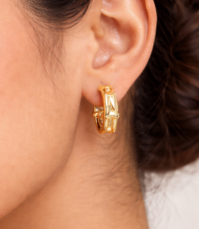 Elegant Gold-Tone Geometric Hoop Earrings for Women