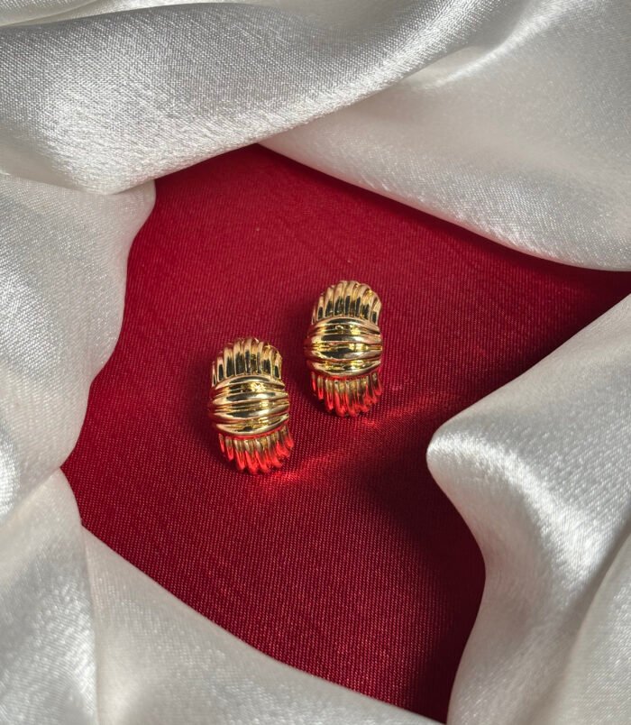Gold Textured Stud Earrings for Women
