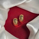 Gold Textured Stud Earrings for Women