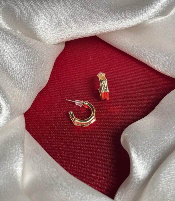 Elegant Gold-Tone Geometric Hoop Earrings for Women