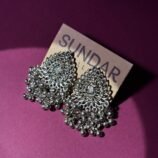 Oxidized Silver Peacock Motif Jhumka Earrings with Ghungroo Drops for Women