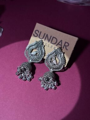 Oxidized Silver Peacock Motif Jhumka Earrings for Women | Traditional Ethnic Statement Jewelry