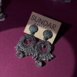 Oxidized Silver Circular Chandbali Earrings with Ghungroo Drops – Traditional Statement Jhumka
