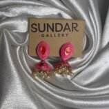 Pink Meenakari Oxidized Jhumka Earrings with Pearl Drops